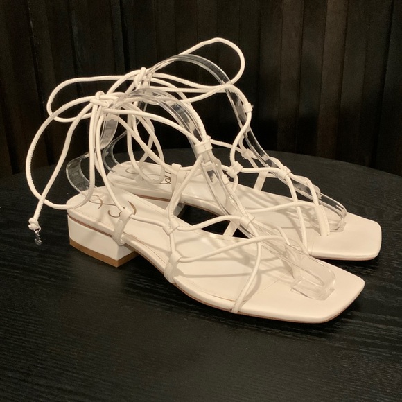 Sam Edelman “Daffy” White Lace-Up Sandals - Picture 3 of 7